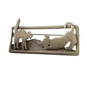 JJ Jonette Dog & Cat Pin Brooch Jonette jewelry Company Vintage